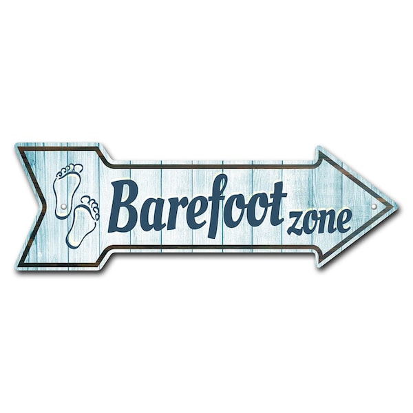 Barefoot Zone Arrow Sign Funny Home Decor 36in Wide
